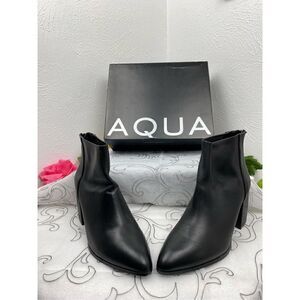 Aqua Women’s Dante Leather Almond Toe Ankle Fashion Boots/Black/Size 10